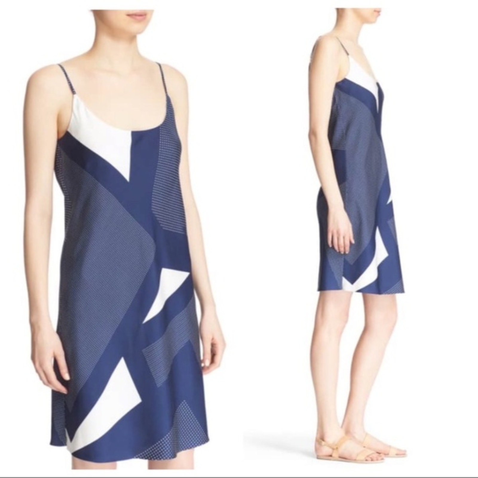 Equipment Silk Slip Dress Geometric Dot Print